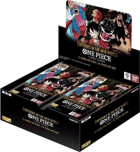 Sealed One Piece TCG OP-09 The Four Emperors English Booster Box Front View