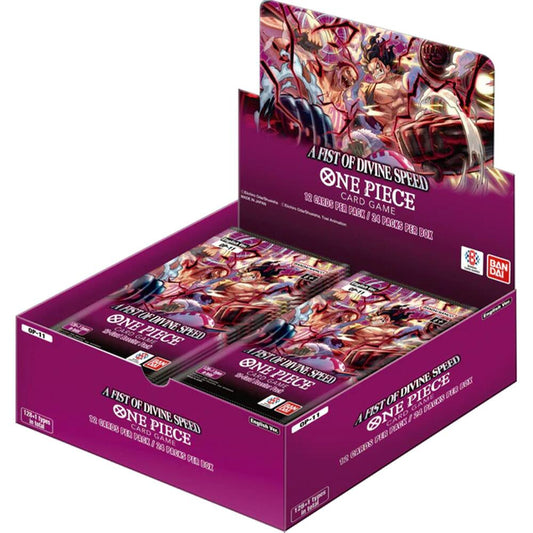 Sealed One Piece TCG OP-11 A Fist of Divine Speed English Booster Box Front Packaging